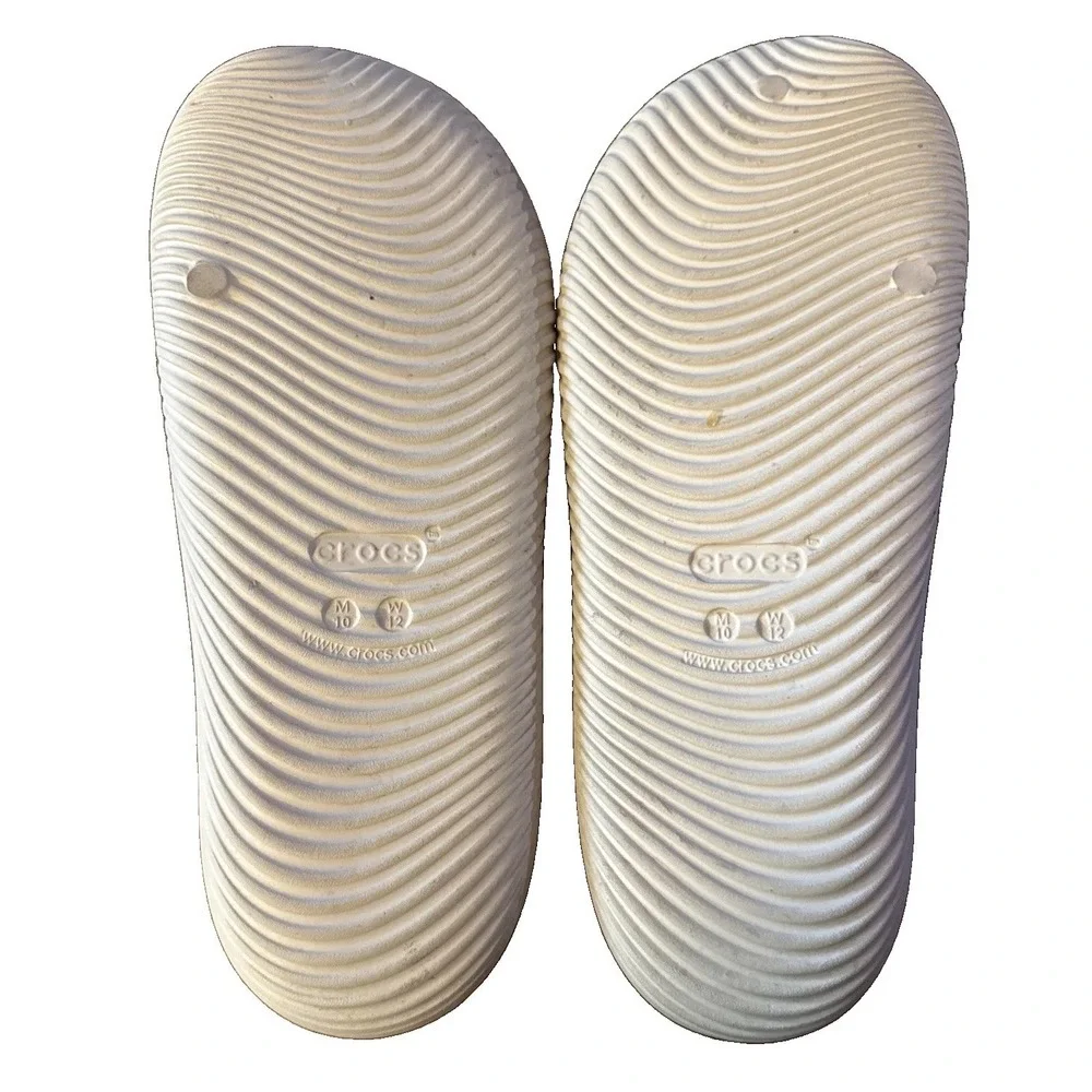 Crocs Mellow Recovery Slides Sandals Bone Cream Men's 10 Women's 12 Medium